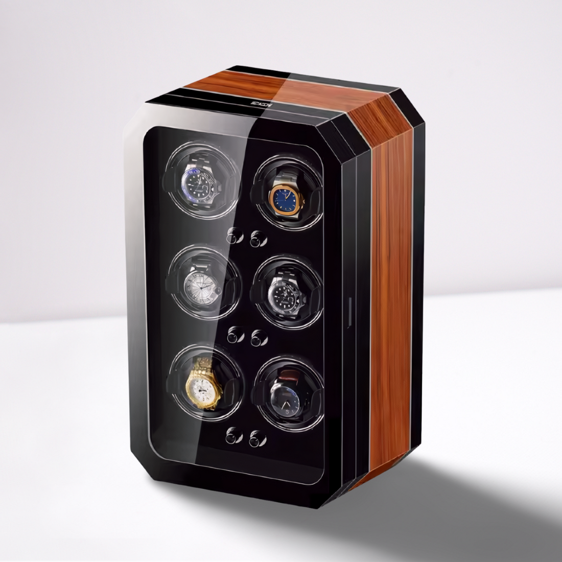Remontoir Montre Automatique 6 Places Bois Laqué LED