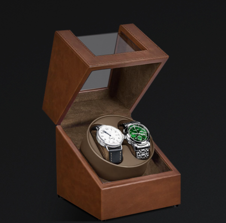 Remontoir Montre Cuir Noir Duo Mabuchi