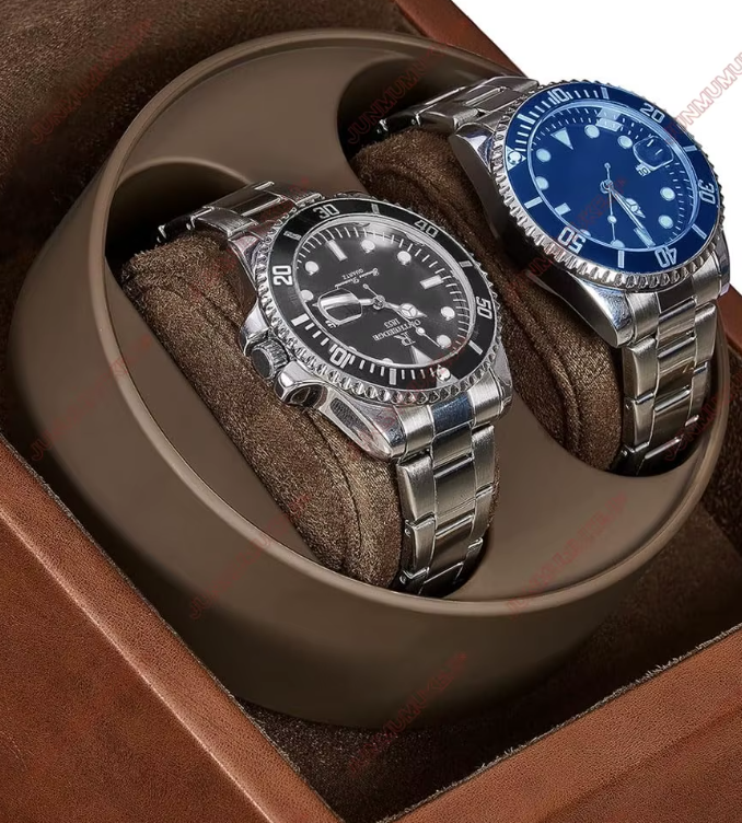 Remontoir Montre Cuir Noir Duo Mabuchi