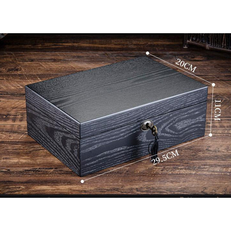 Coffre Fort Montre Bois Noir 10 Places Velours
