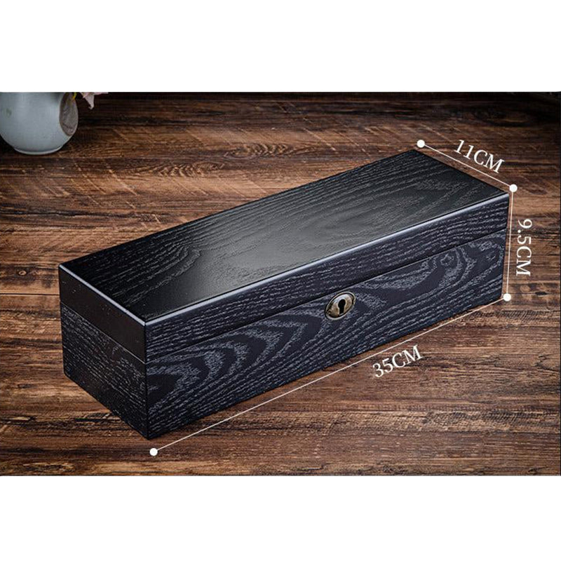 Coffre Fort Montre Bois Noir 6 Places Velours