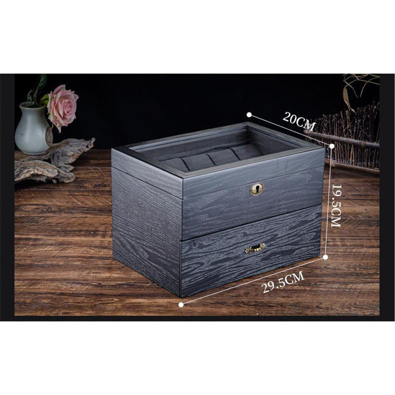 Coffre Fort Montre Chene Noir 20 Places Velours