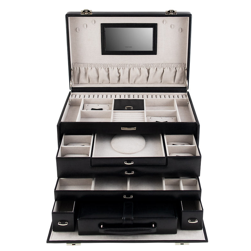 Coffret Bijoux Femme Cuir Bois Coffre Fort Luxe