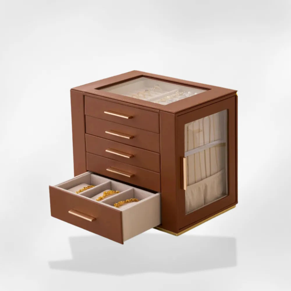 Boîte Bijoux Femme Plastique Modulable Marron