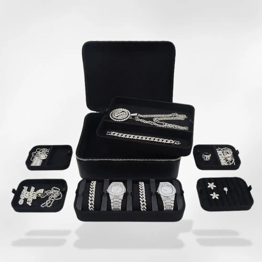 Boîte Bijoux Homme Cuir Voyage Compartimentée