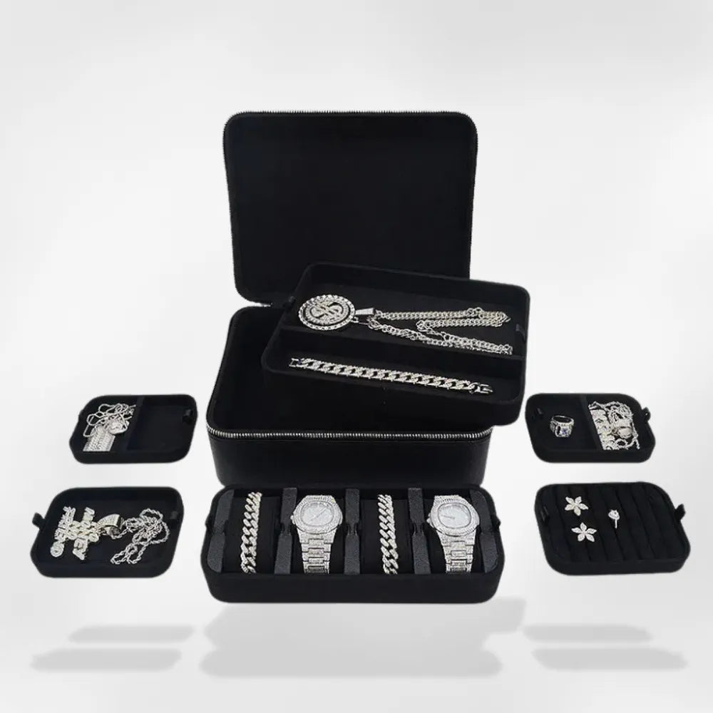 Boîte Bijoux Homme Cuir Voyage Compartimentée