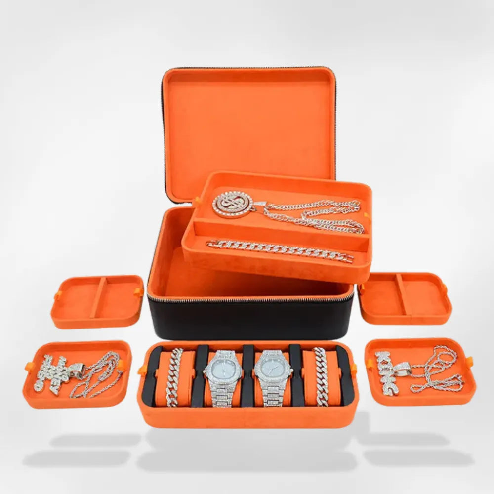 Boîte Bijoux Homme Cuir Voyage Compartimentée