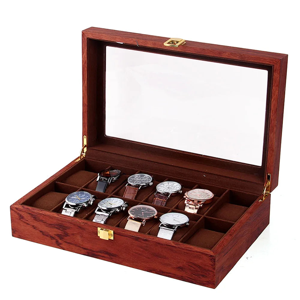 Coffret Bois 12 Montres Bois de Rose Rétro