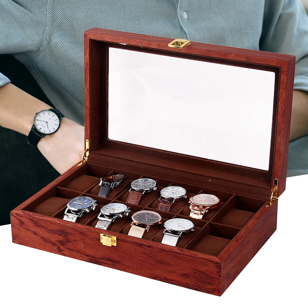 Coffret Bois 12 Montres Bois de Rose Rétro