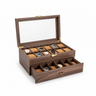 Coffret Bois 24 Montres Cuir Double Niveau Rustique