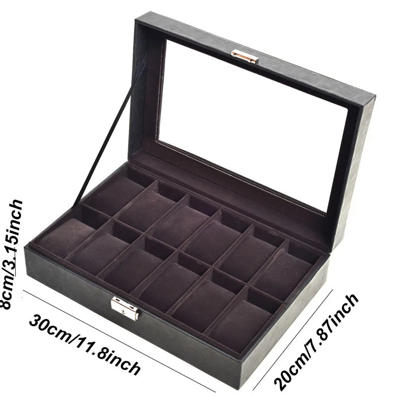 Coffret Montres Cuir Vitrine Verrouillable 20 Emplacements