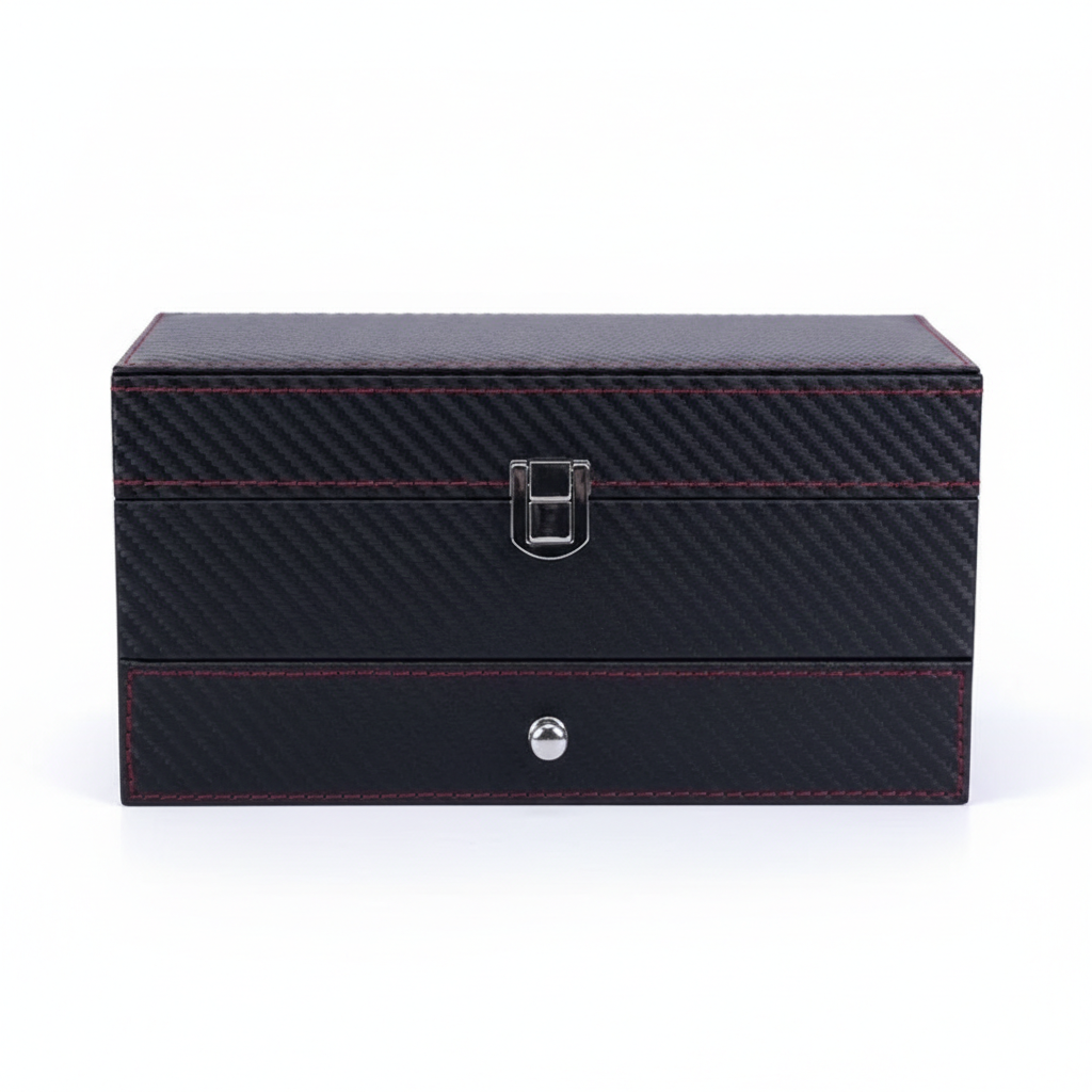 Coffret Montres Cuir Double Niveau 4 Emplacements