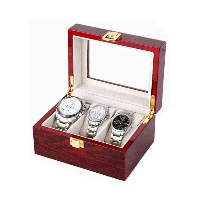 Coffret Bois Rouge 12 Montres Écologique Vitrine