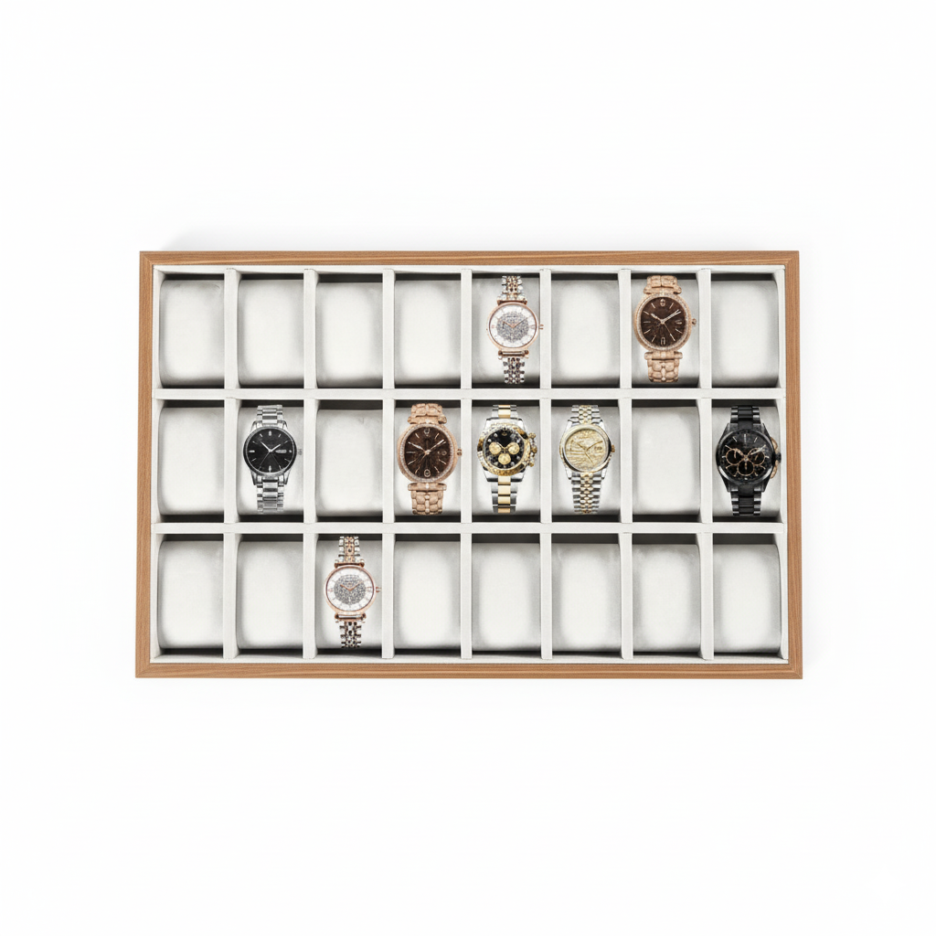 Coffret Présentoir Bois 30 Compartiments Montres