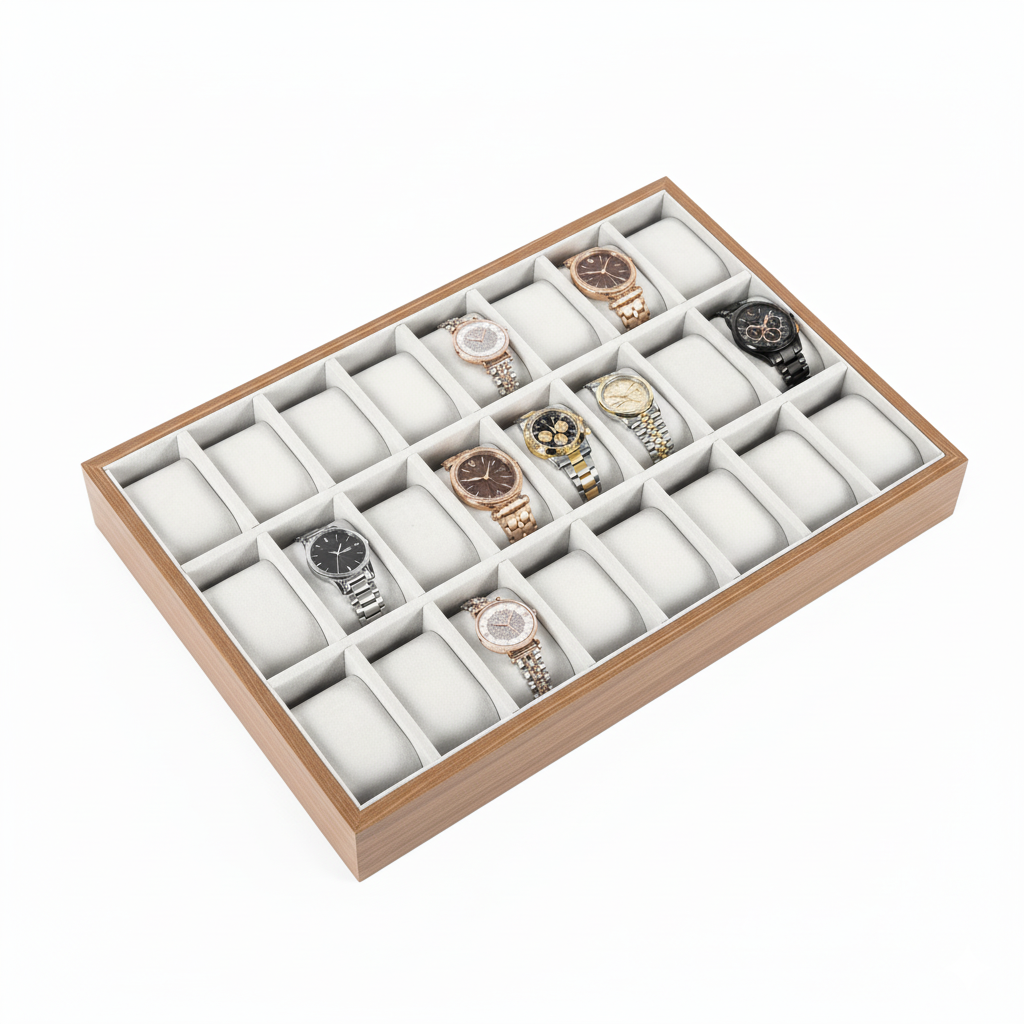 Coffret Présentoir Bois 30 Compartiments Montres