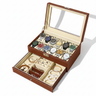 Coffret Montres Cuir Verrouillable 2 Niveaux Tiroir