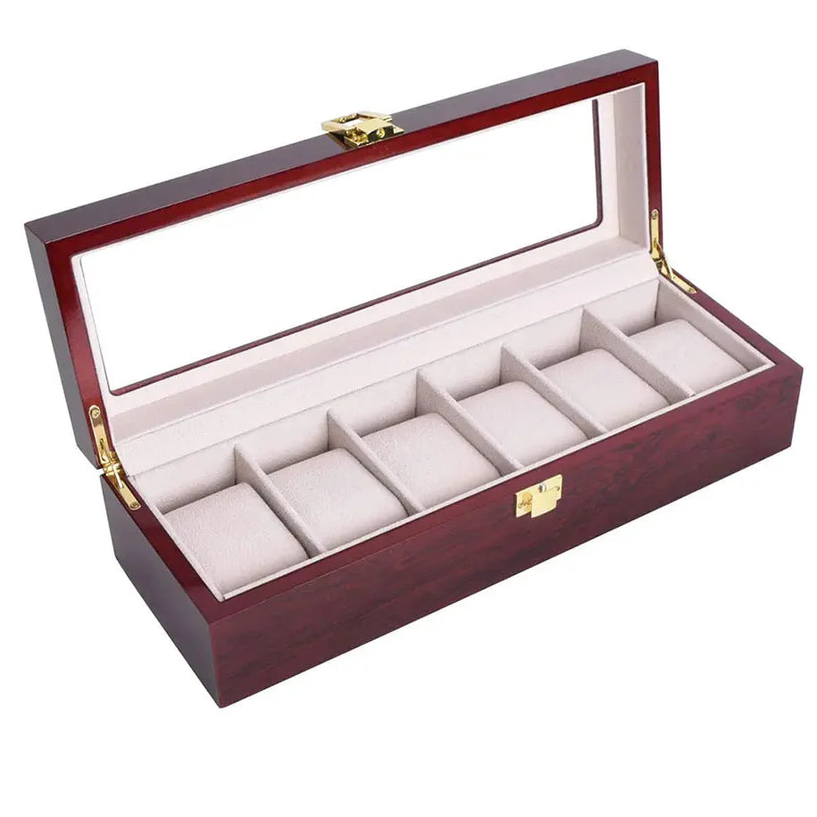 Coffret Vintage Bambou Montres Vitrine Vitrée