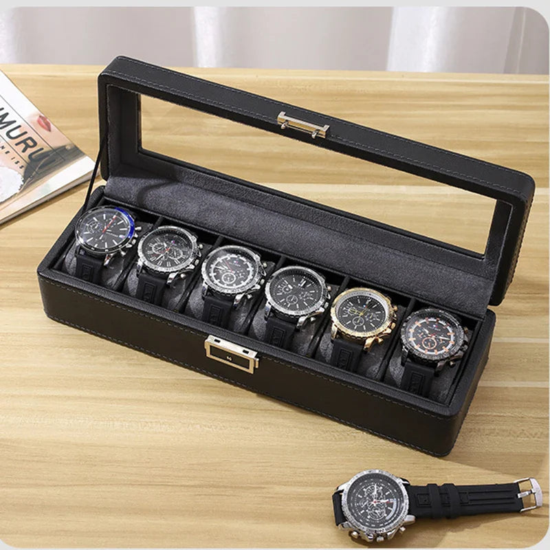 Coffret Vintage Bambou Montres Vitrine Vitrée