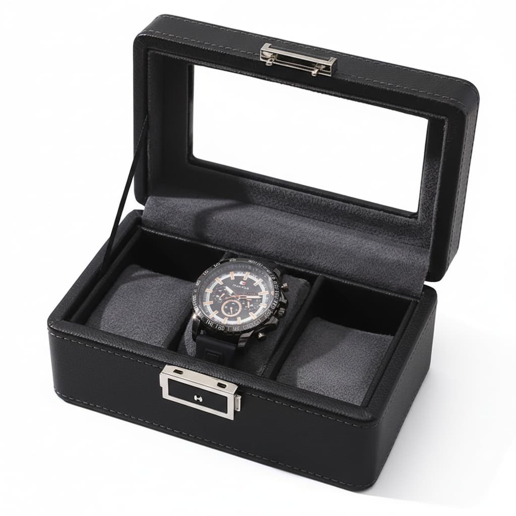 Coffret Vintage Bambou Montres Vitrine Vitrée