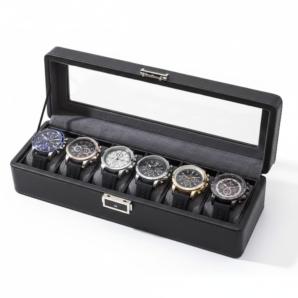 Coffret Vintage Bambou Montres Vitrine Vitrée