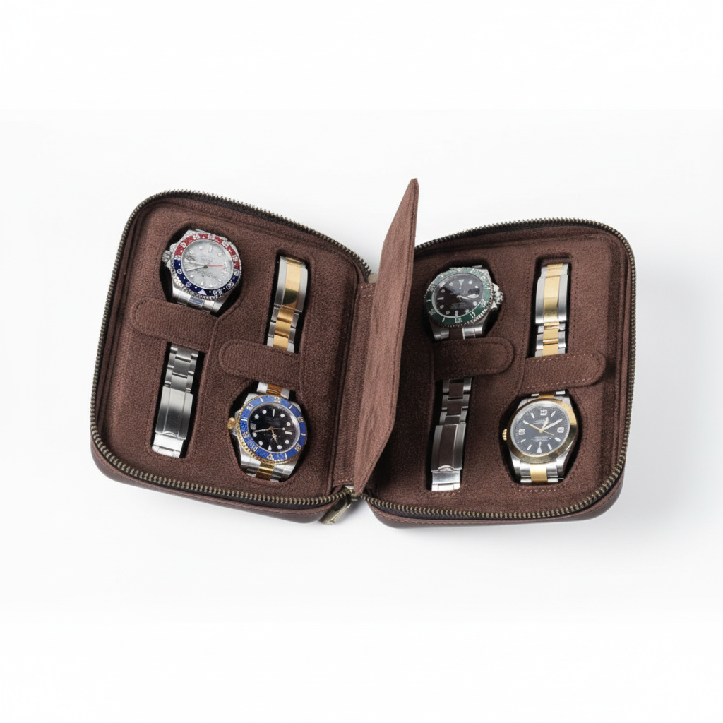 Coffret Montre Cuir Vintage Zippé 2 4 6 8 Places