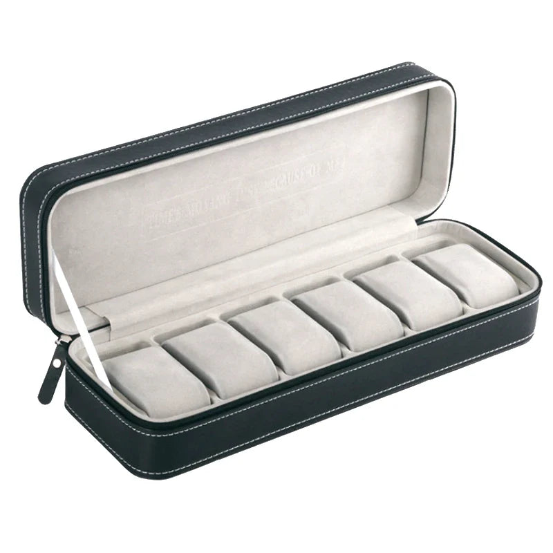 Coffret Montre Cuir Zippé Multi-Places