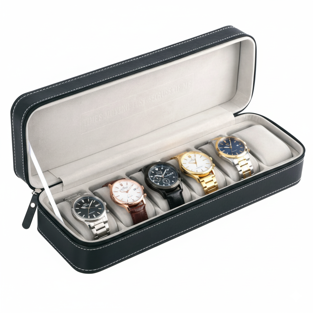 Coffret Montre Cuir Zippé Multi-Places