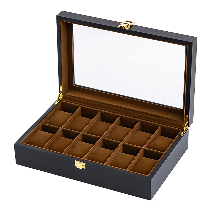 Coffret Bois Montres 12 Emplacements Multi-Capacité