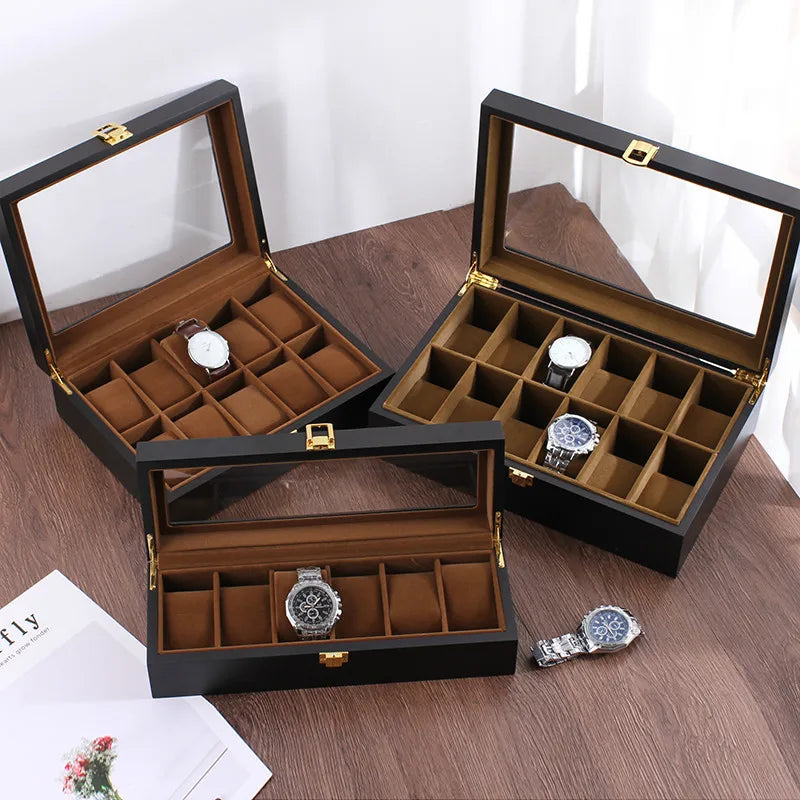 Coffret Bois Montres 12 Emplacements Multi-Capacité