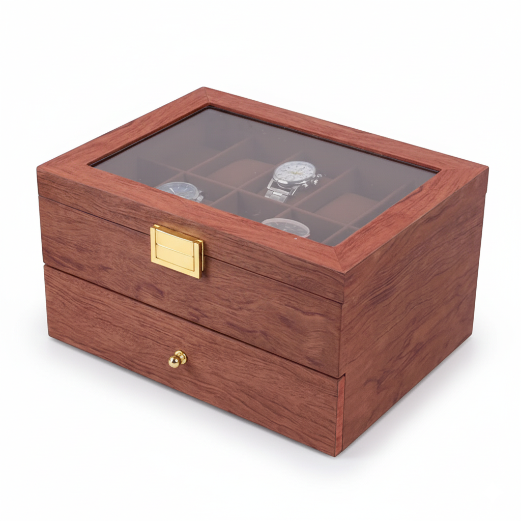 Coffret Bois 20 Montres Vitrine Verre Rétro