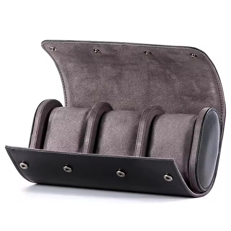 Étui Montres Cuir Véritable 3 Places Voyage
