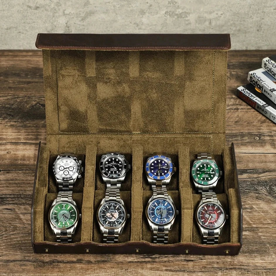 Étui Montres Cuir Saffiano 8 Places Voyage