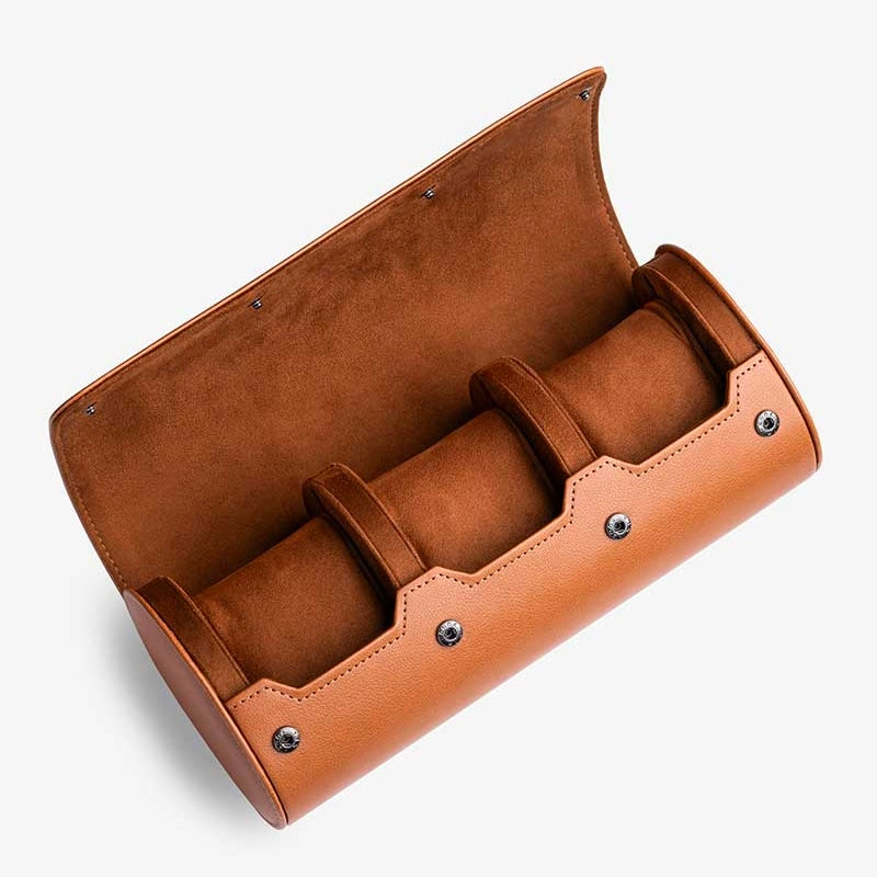 Étui Montres Cuir Véritable 3 Places Voyage