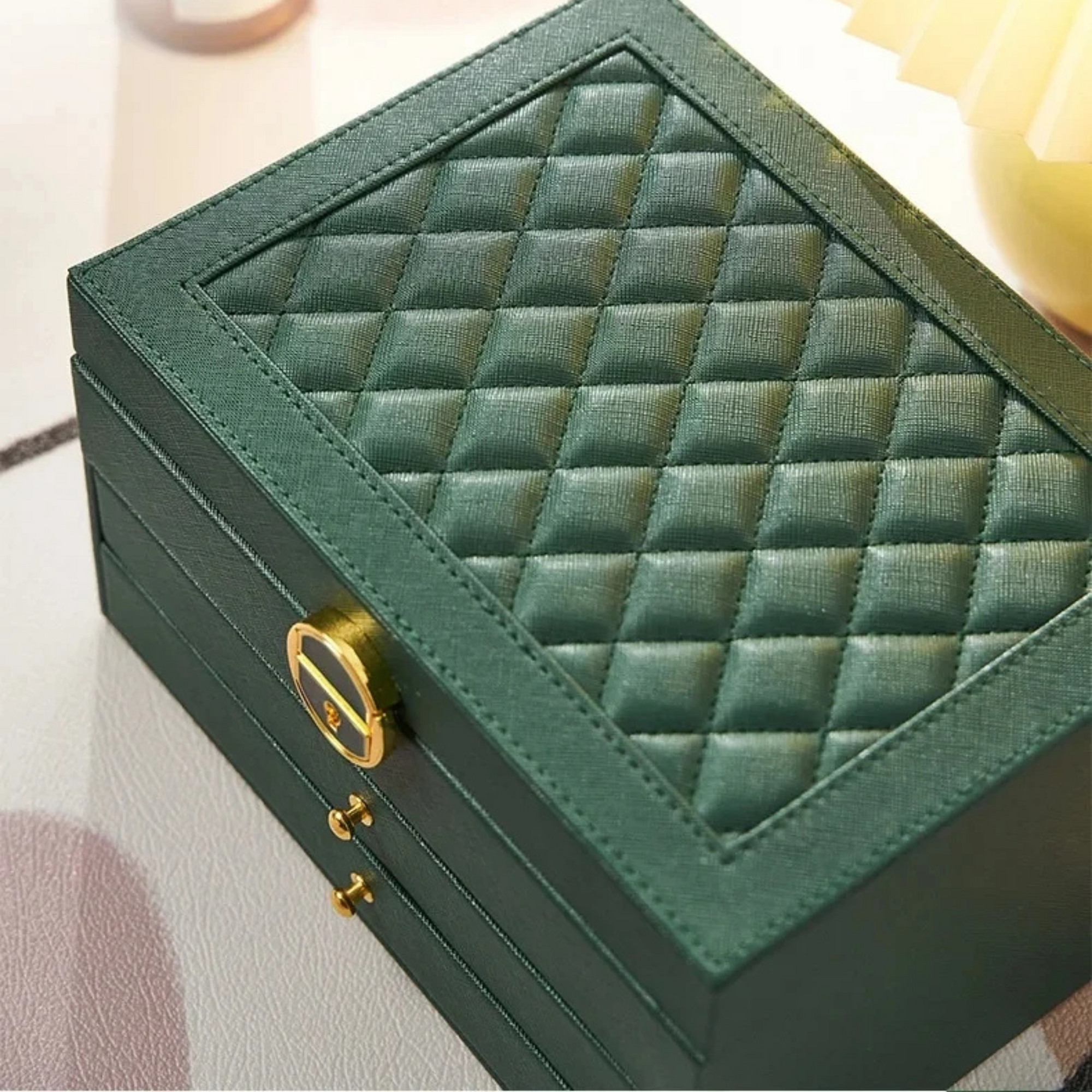 Boite Bijoux Cuir Texturé Compartiments