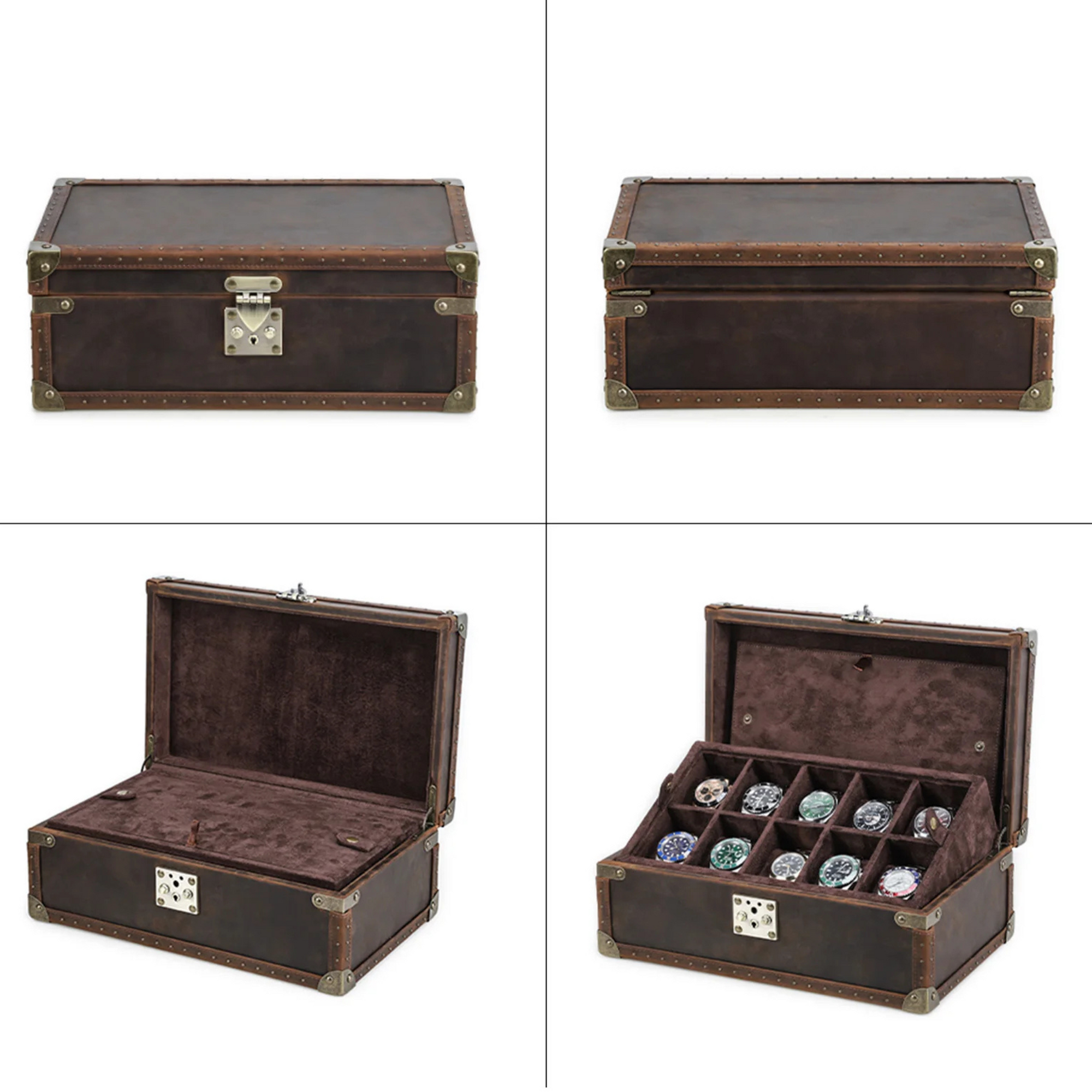 Boite Montres Cuir Brut Velours 10 Places