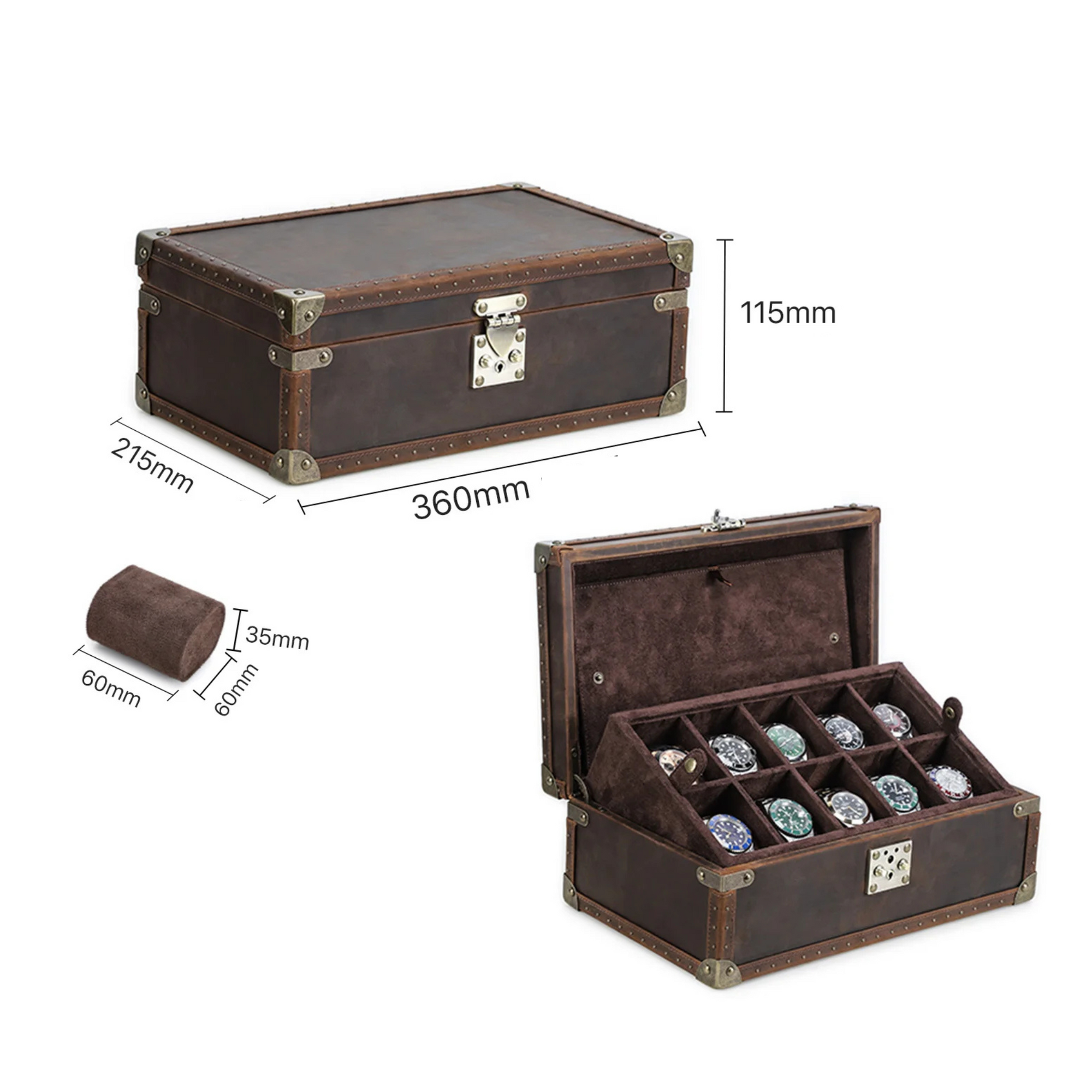 Boite Montres Cuir Brut Velours 10 Places