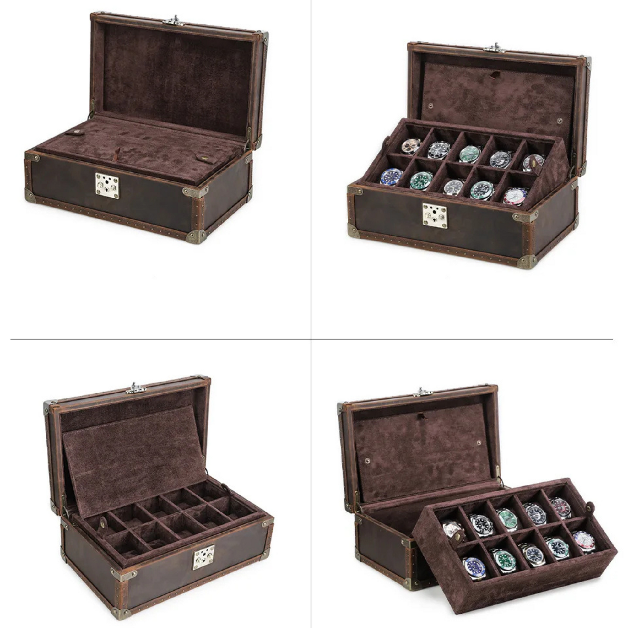 Boite Montres Cuir Brut Velours 10 Places