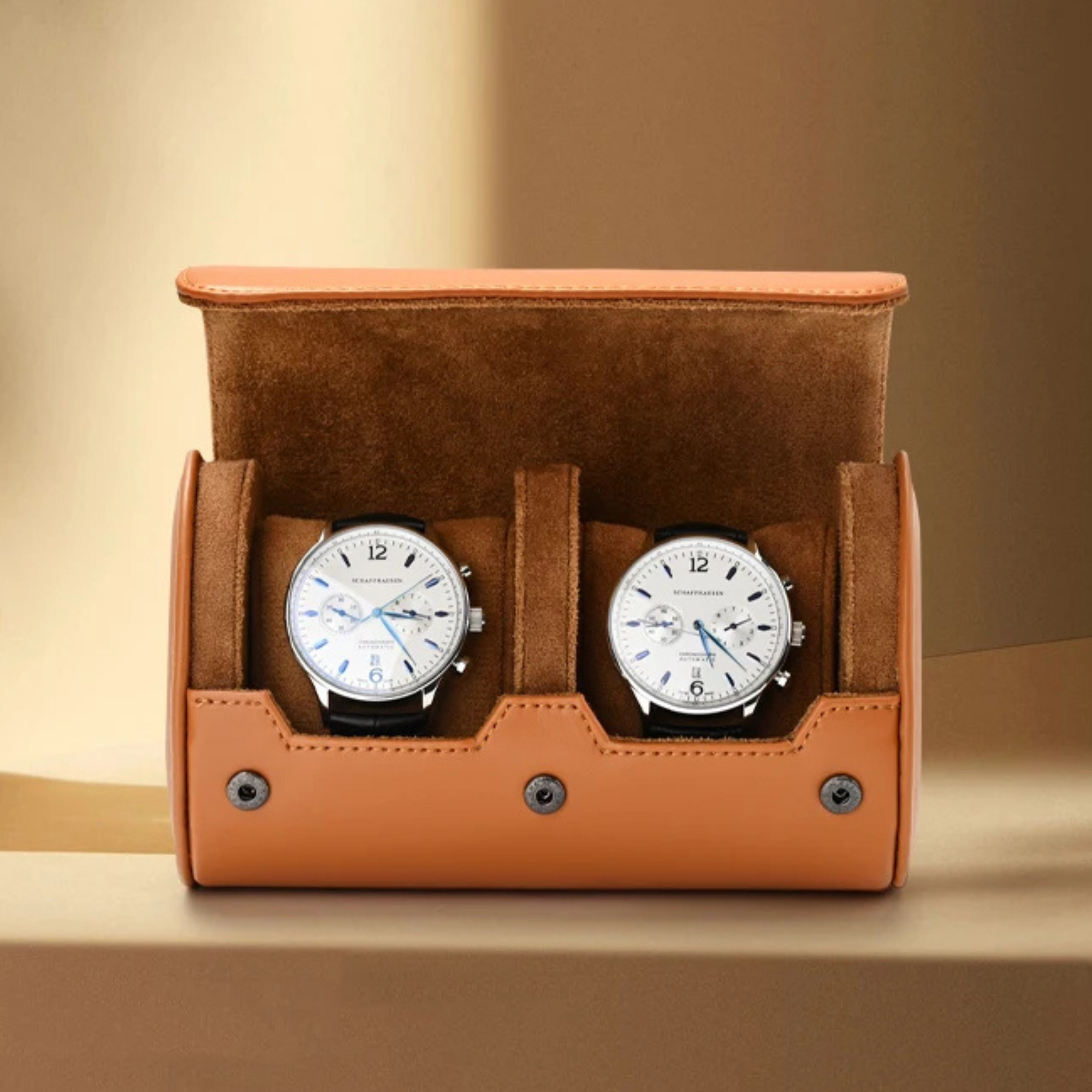 Étui Montre Cuir 2 Emplacements Voyage Premium