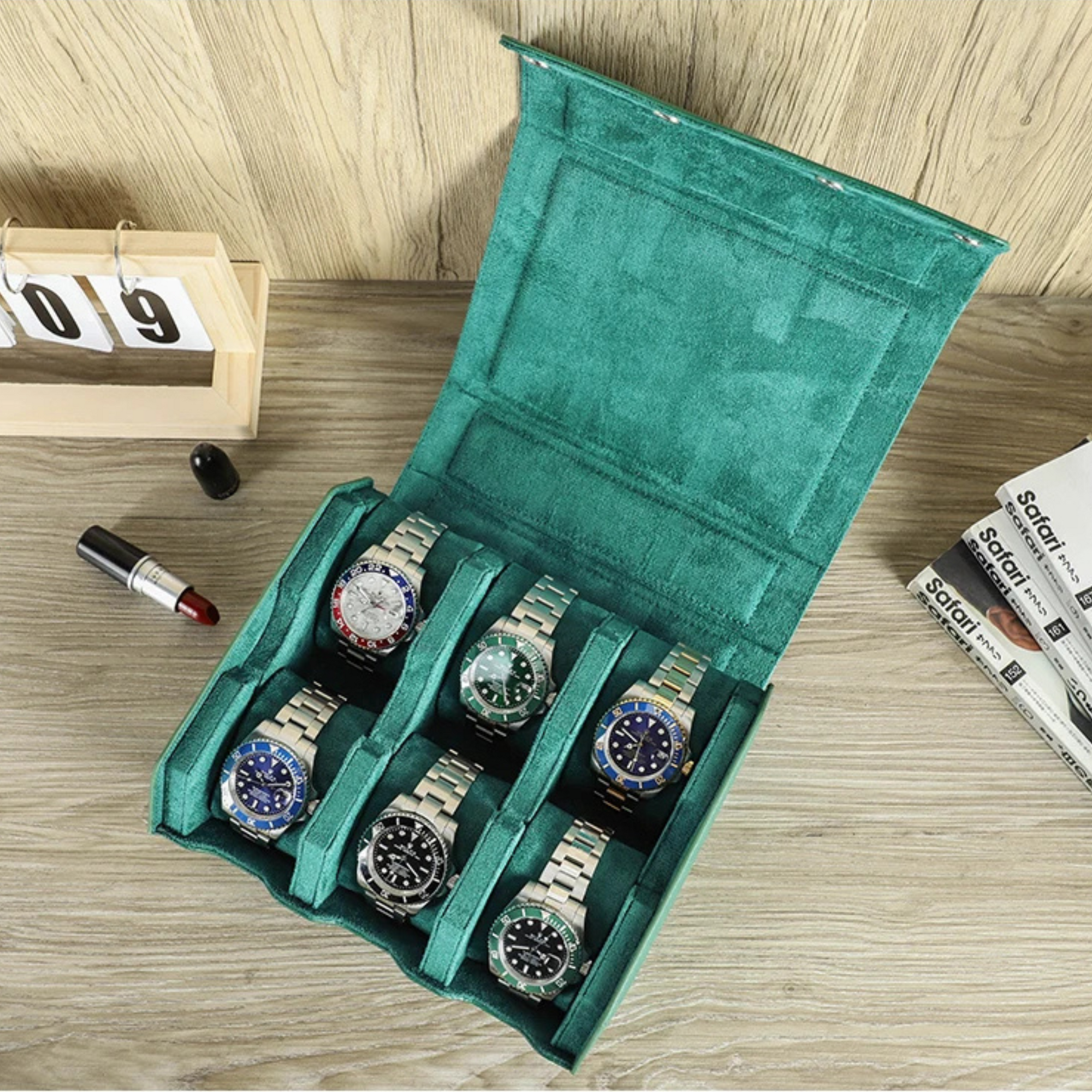 Etui Hexagonal Cuir 6 Montres