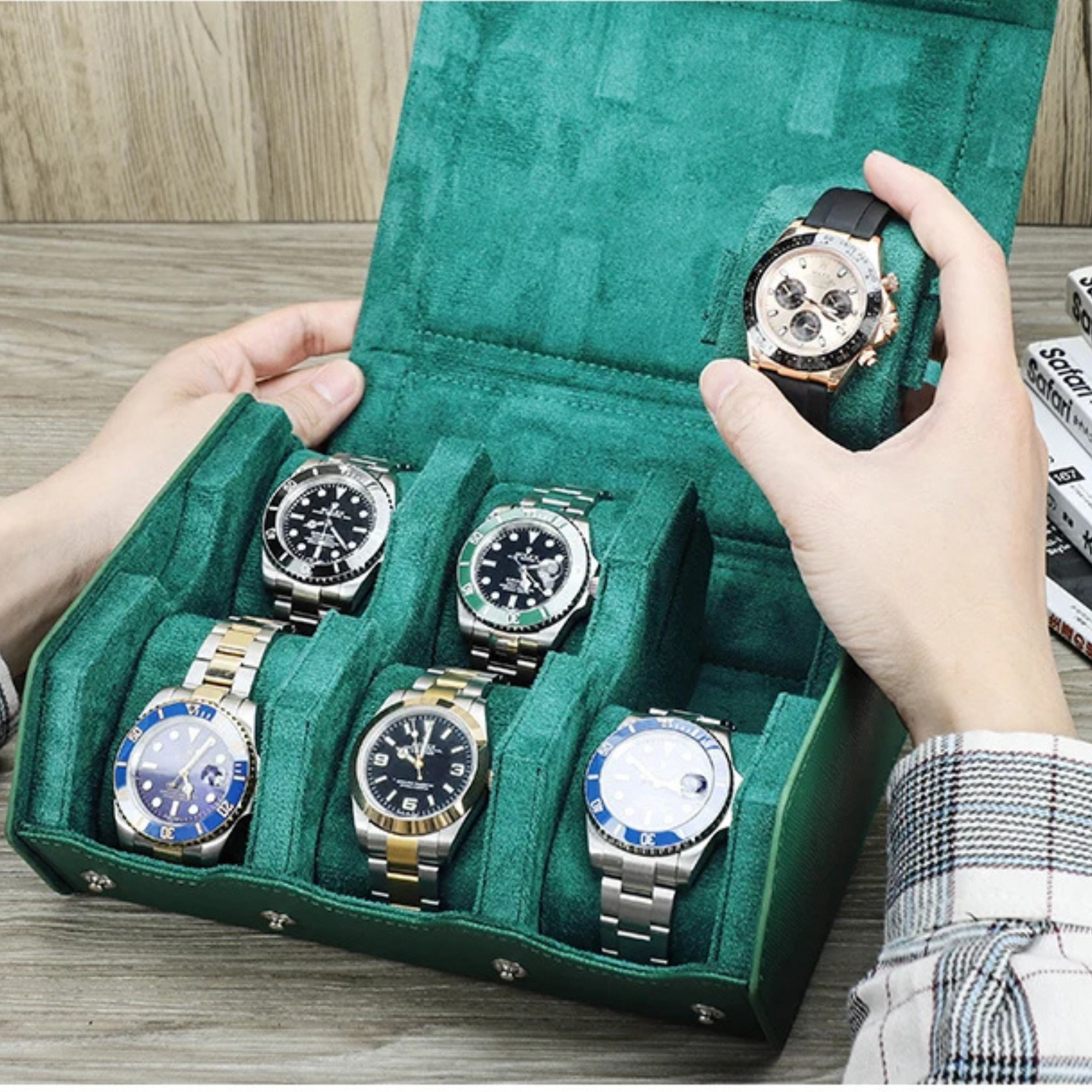 Etui Hexagonal Cuir 6 Montres