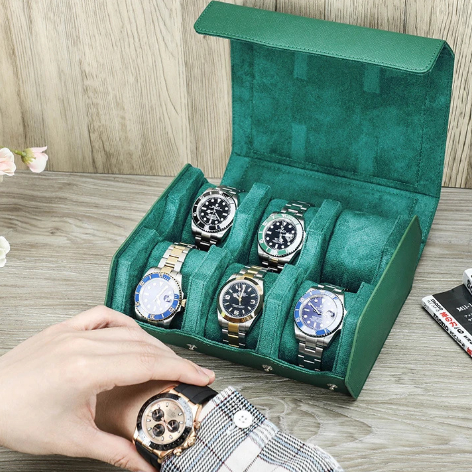 Etui Hexagonal Cuir 6 Montres