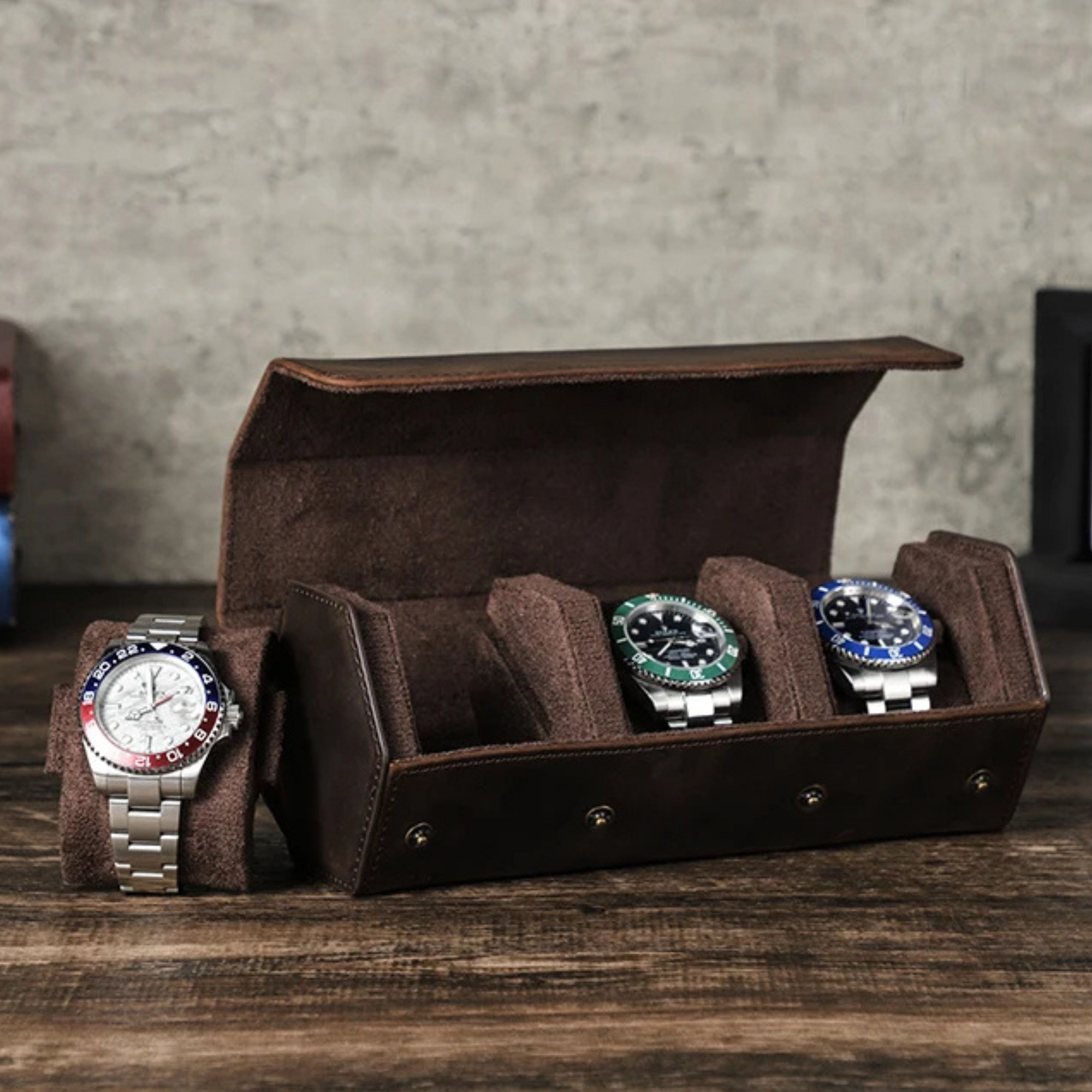 Etui Hexagonal Cuir 4 Montres