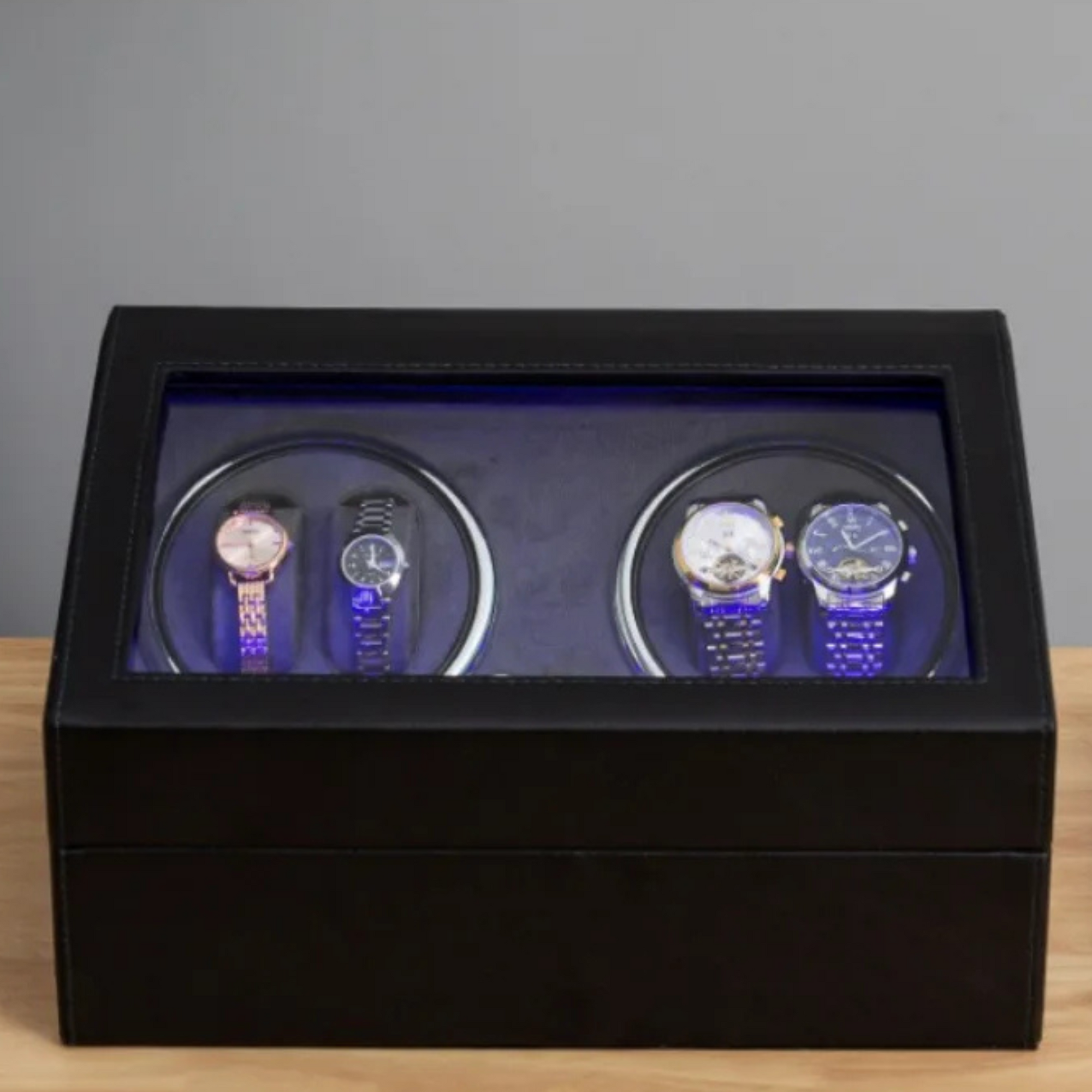 Remontoir Montre Bois Noir Brillant 10 Emplacements