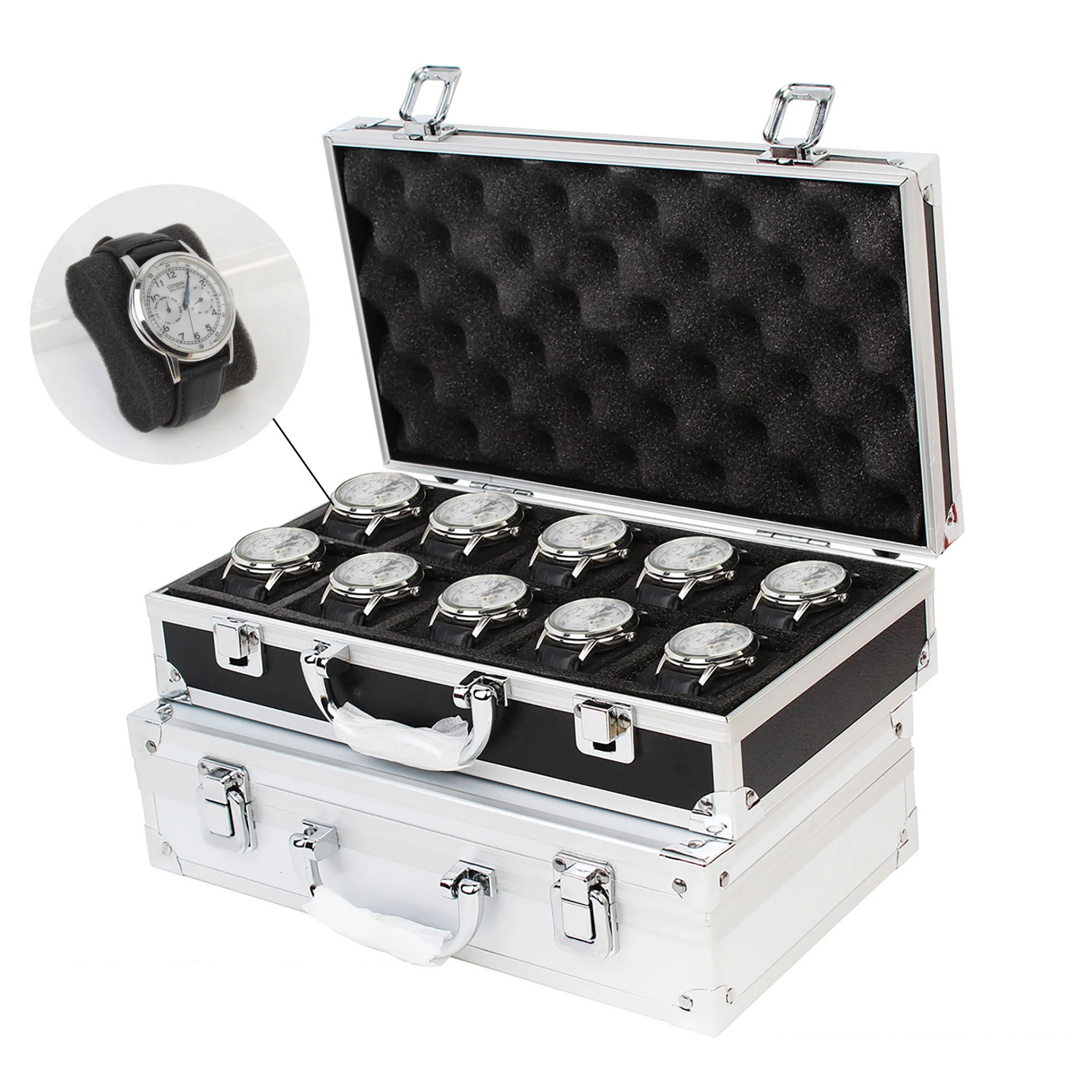 Mallette Bijoux Métal Rangement Montres 10 12 Emplacements