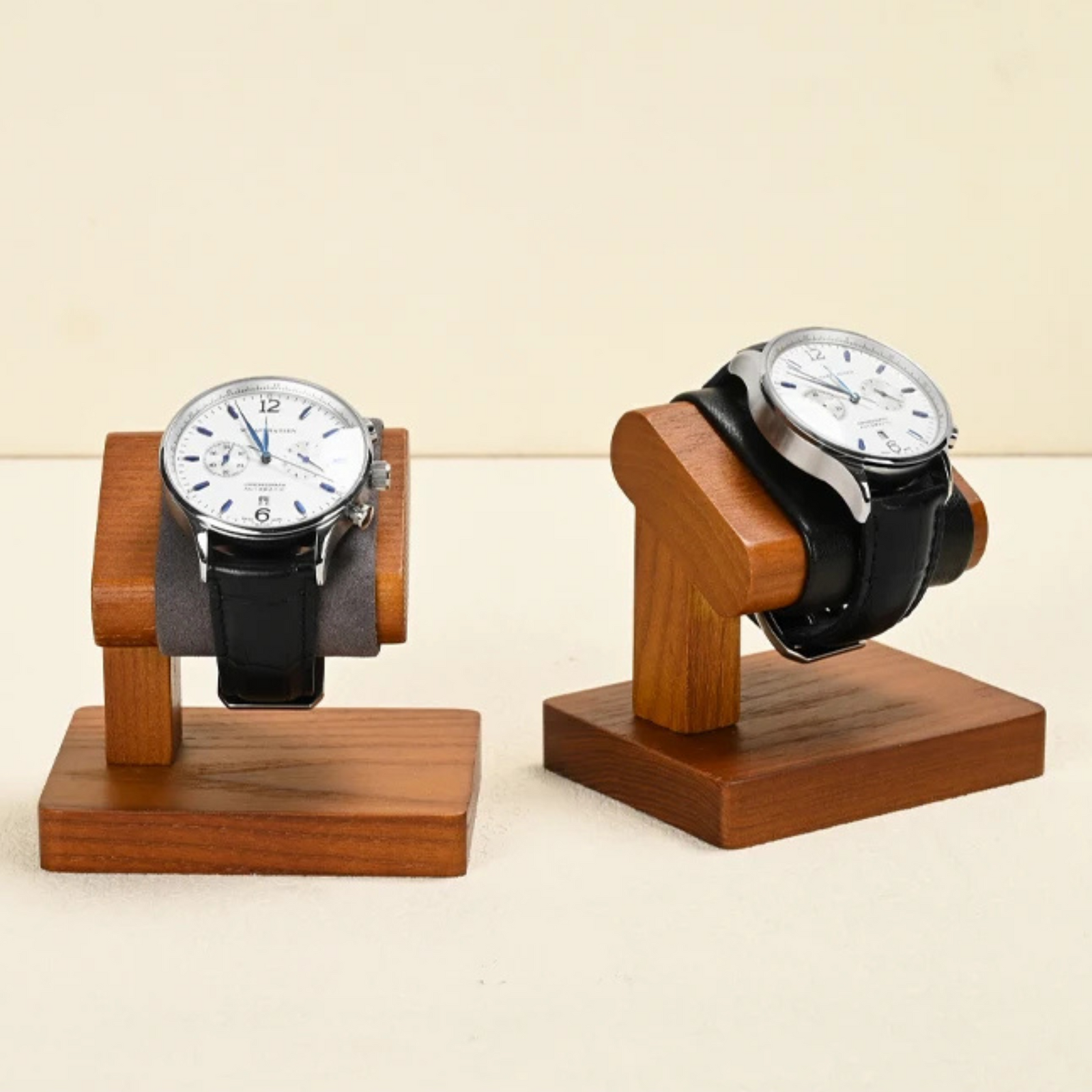 Présentoir Montre Bois Massif Support T Microfibre