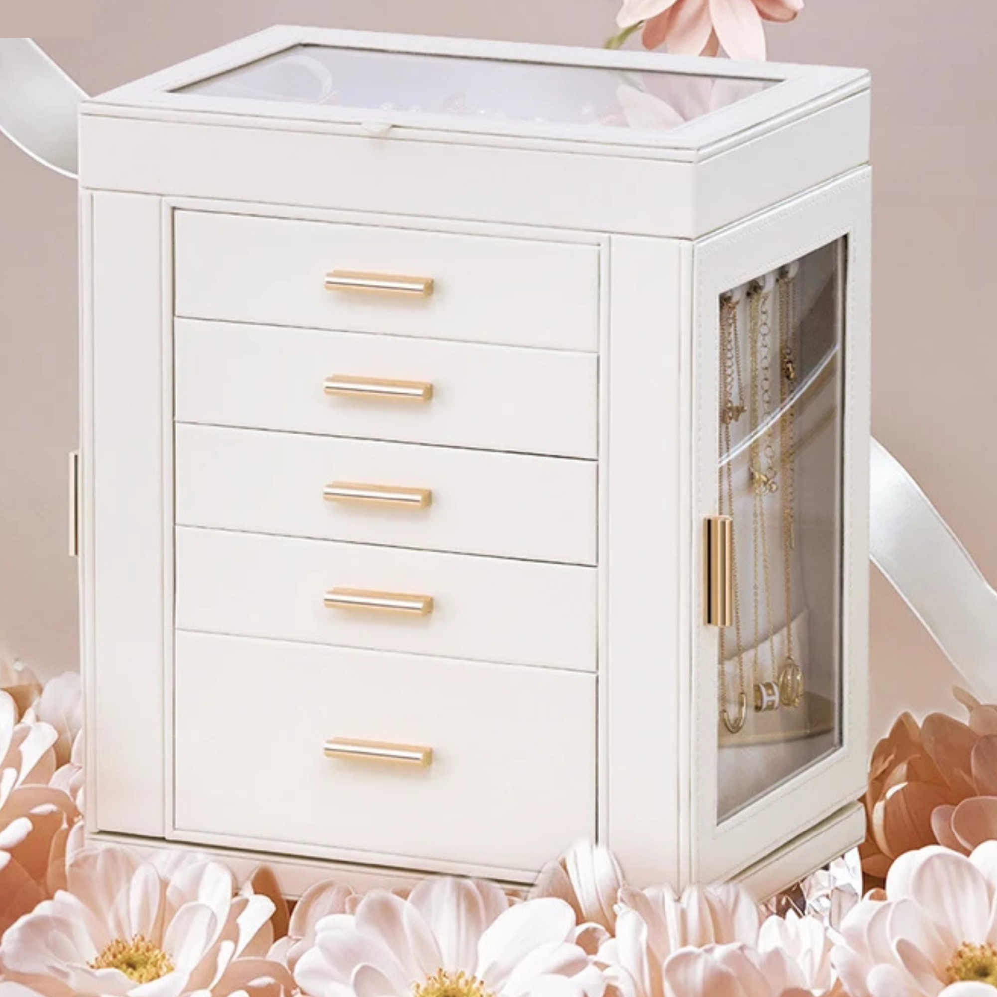 Armoire Bijoux Bois Blanche Éclat Élégant