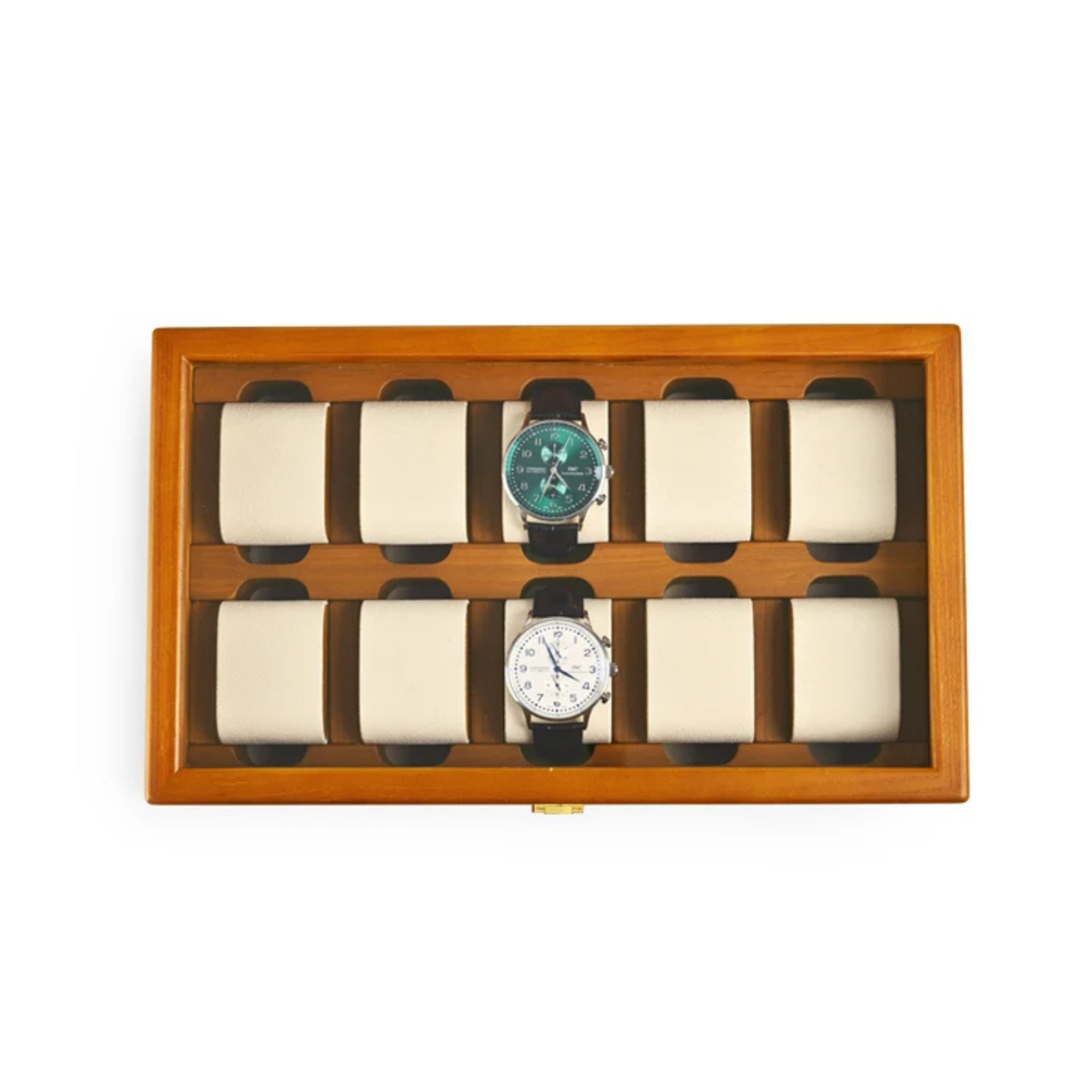 Boîte à Montres Bois Massif 10 Emplacements Vitrée