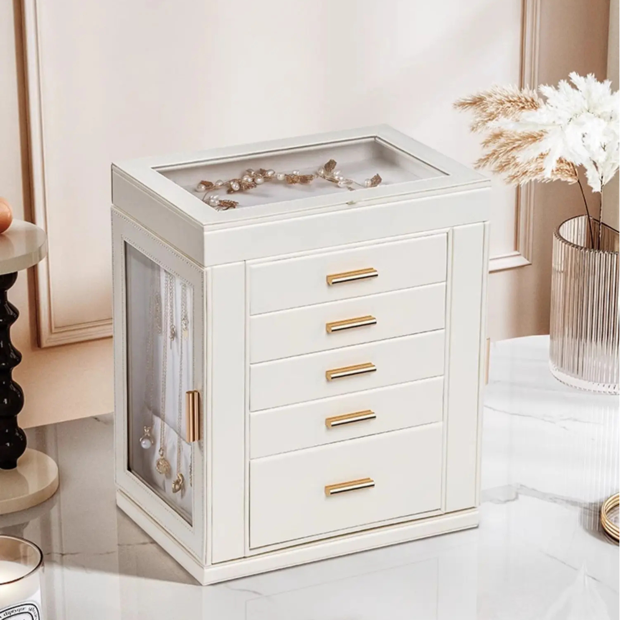Armoire Bijoux Bois Blanche Éclat Élégant