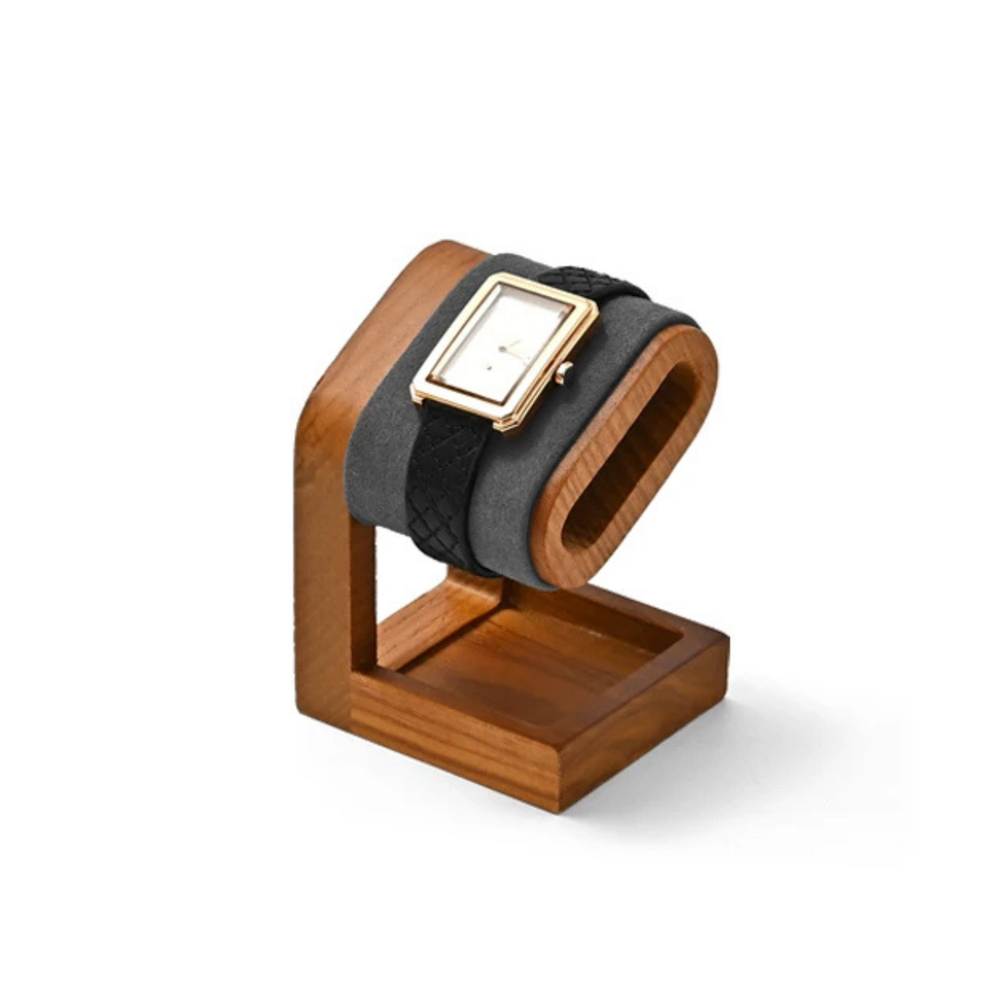 Présentoir Montre Bois Massif Double Microfibre
