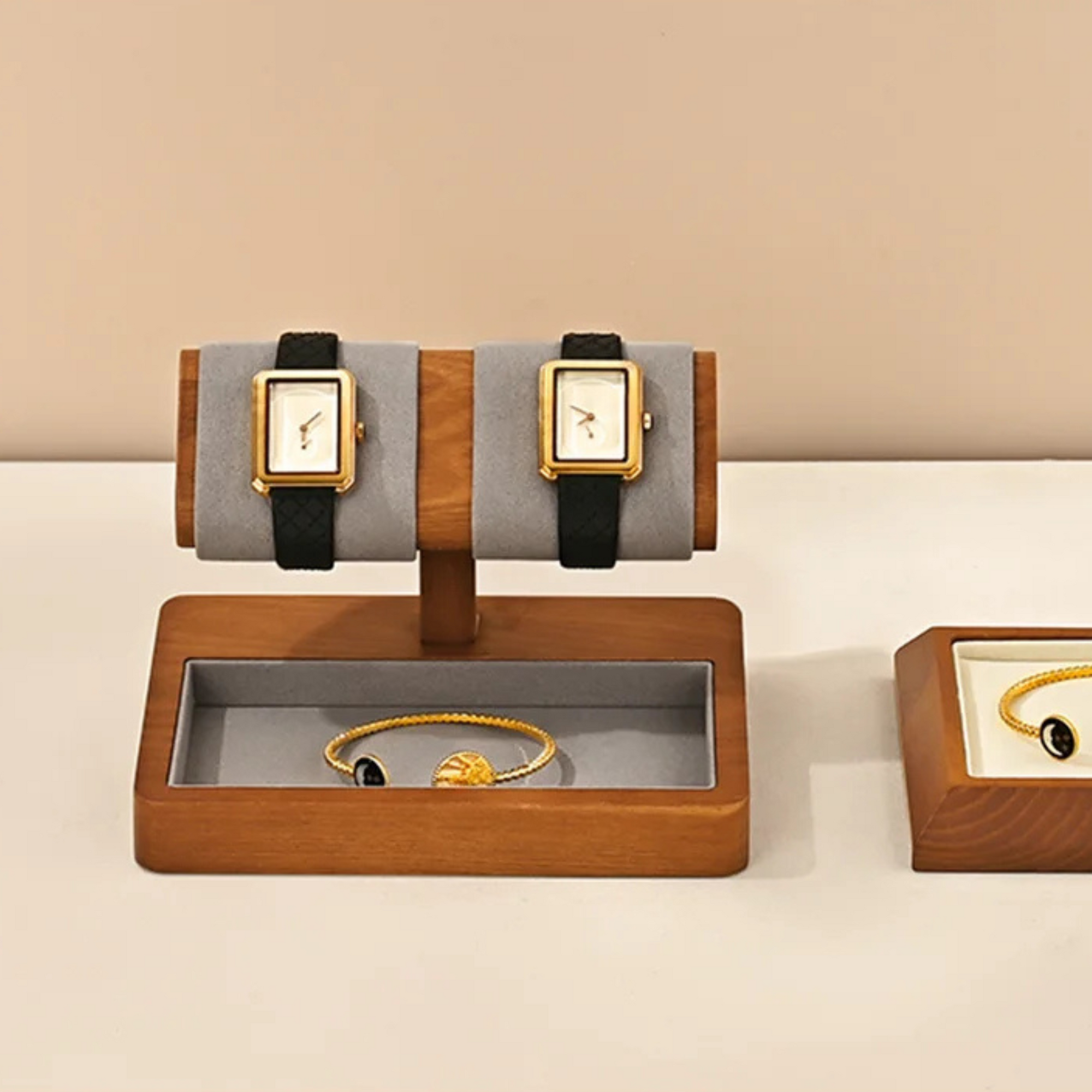Présentoir Bijoux Montre Bois Base Rangement